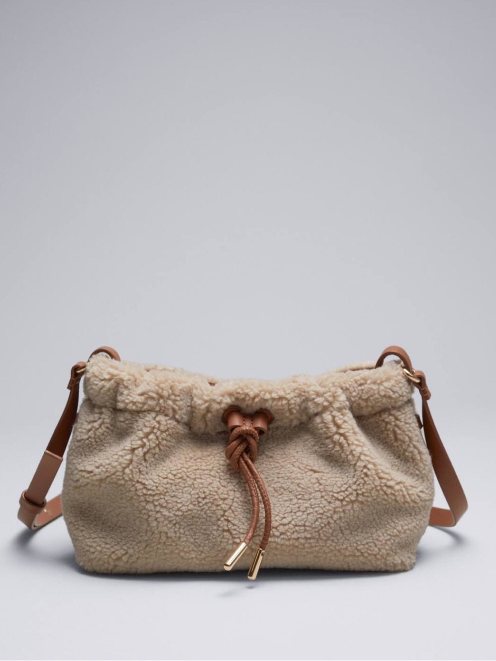 & other stories FLEECE BAG WITH LEATHER TRIM